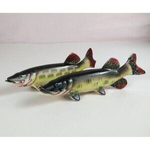 Vintage Ucagco Muskellunge Fish Ceramic Salt & Pepper Shakers Japan Rare